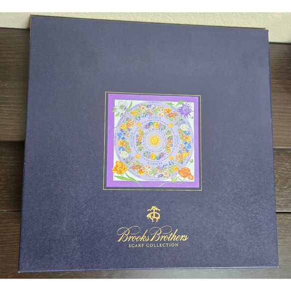 Brooks Brothers Scarf Collection Four Seasons of Flowers NiB Silk scarf 35"x35" - Picture 2 of 5